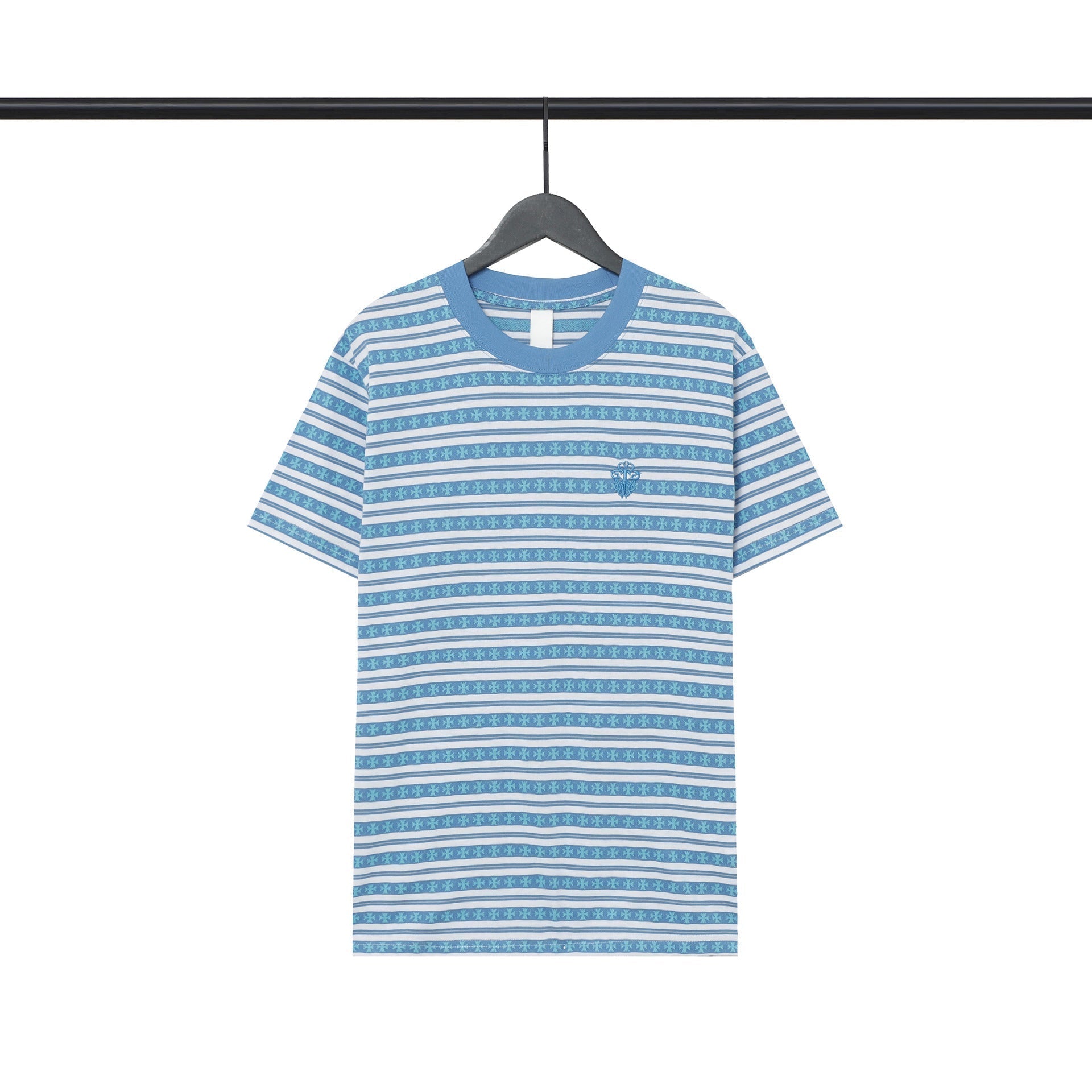 Chrome Heart T Shirts Poison Home Stripe Jacquard Embroidery Short Sleeve Couple T-Shirt