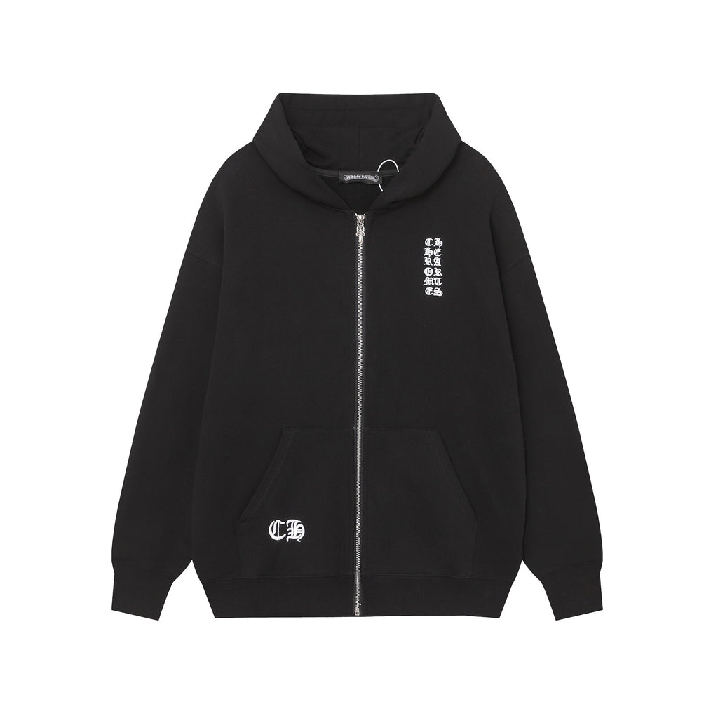 Chrome Heart Hoodie Chrome Heart Sanskrit embroidered hooded sweater cardigan