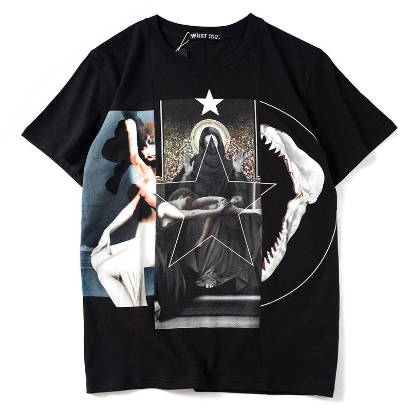Bathing Ape T-Shirt Summer Combination of Three Virgin Shark Short Sleeve Printed T-shirt Couple Wear