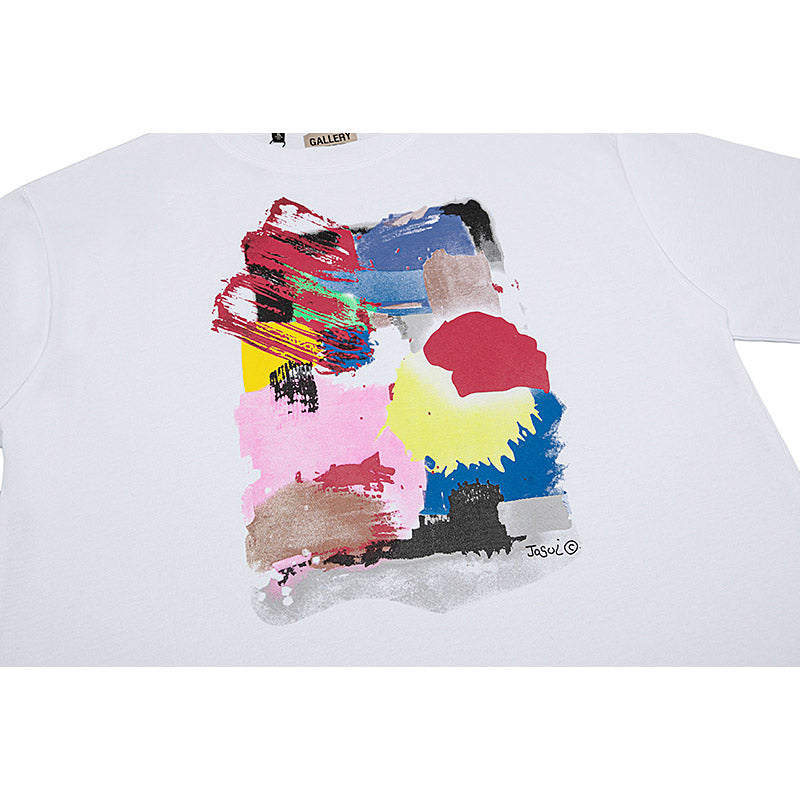 Gallery Dept T-shitrs round Neck Short Sleeve Color Graffiti Loose